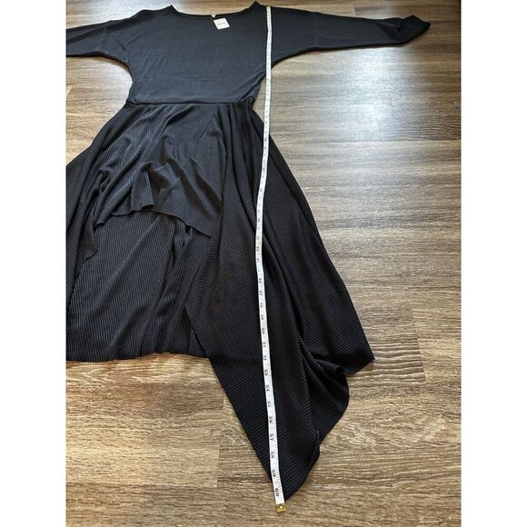 Free People NWT Ribbed Maxi Long Sleeve Black High Low Dress Size Large - Picture 6 of 8